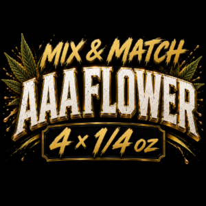 "BallerClub Mix & Match AAA cannabis flower 4 x 1/4oz featuring four customizable quarter-ounce selections of indica, hybrid, and sativa cultivars."