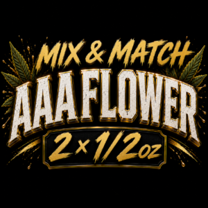 "BallerClub Mix & Match AAA cannabis flower 2 x 1/2oz featuring two customizable half-ounce selections of indica, hybrid, and sativa cultivars."