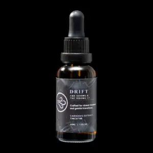 "Ritual Drops Drift CBD THC tincture containing 1000mg CBD and 1000mg THC in a 30ml wellness-focused cannabinoid tincture."