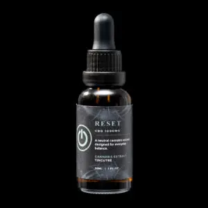 "Ritual Drops Reset CBD Isolate Tincture containing 1000mg CBD in a 30ml wellness-focused tincture bottle."