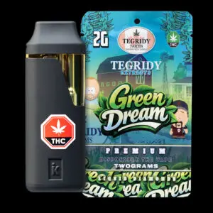"Tegridy Extracts Green Dream 2g Liquid Diamonds disposable vape featuring premium cannabis extract in a rechargeable all-in-one device."