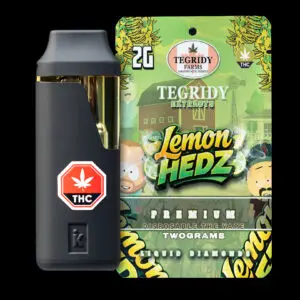 "Tegridy Extracts Lemon Hedz 2g Liquid Diamonds disposable vape featuring premium cannabis extract in a rechargeable all-in-one device."