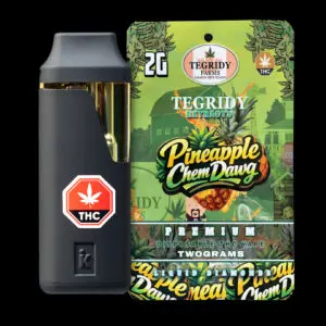 "Tegridy Extracts Pineapple Chemdawg 2g Liquid Diamonds disposable vape featuring premium cannabis extract in a rechargeable all-in-one device."