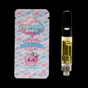 "Candy Cloud Supply Bubblegum Liquid Diamonds 1g vape cartridge featuring premium liquid diamond cannabis extract in a universal 510-thread cartridge."