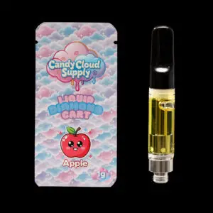 "Candy Cloud Supply Apple Liquid Diamonds 1g vape cartridge featuring premium liquid diamond cannabis extract in a universal 510-thread cartridge."