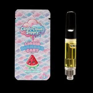 Candy Cloud Supply Watermelon Liquid Diamonds delivers juicy watermelon, refreshing melon, and sweet candy flavour in a premium 1g 510-thread vape cartridge.