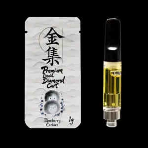 "Gold Collective Blueberry Cookies Liquid Diamonds 1g vape cartridge featuring premium liquid diamond cannabis extract in a universal 510-thread cartridge."