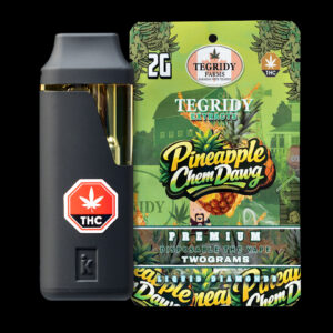 "Tegridy Extracts Pineapple Chemdawg 2g Liquid Diamonds disposable vape featuring premium cannabis extract in a rechargeable all-in-one device."