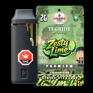 "Tegridy Extracts Zesty Lime 2g Liquid Diamonds disposable vape featuring premium cannabis extract in a rechargeable all-in-one device."