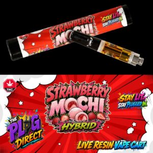 The Plug Direct Strawberry Mochi Hybrid Live Resin Vape Cartridge 1G