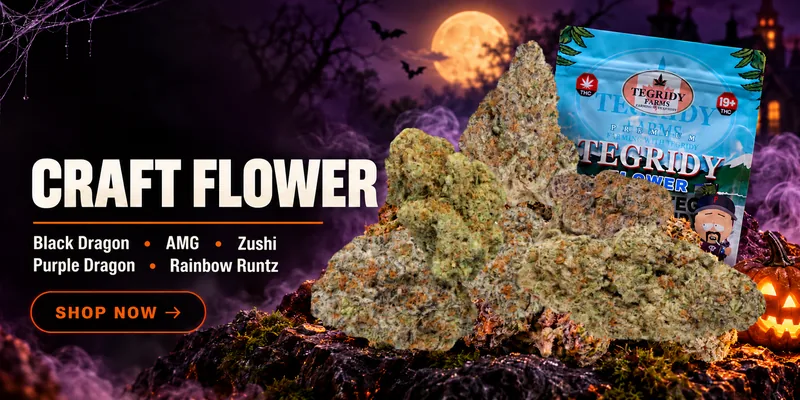 Craft flower from Tegridy Flower: Black Dragon, AMG, Zushi, Purple Dragon and Rainbow Runtz. Shop now.